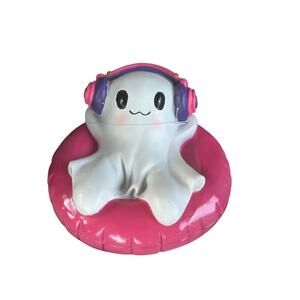 SUMMERWEEN Cute Ghost with Headphones on Float Decorative Figurine Kawaii Style